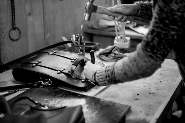 Image of leather work in sustainable leather shop Toronto craft