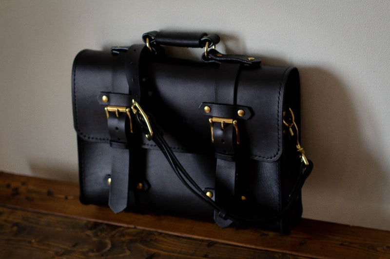 made in canada black leather satchel