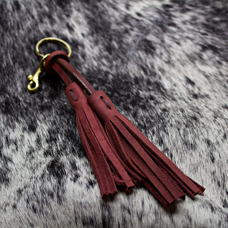 noriker leather keychain in oxblood
