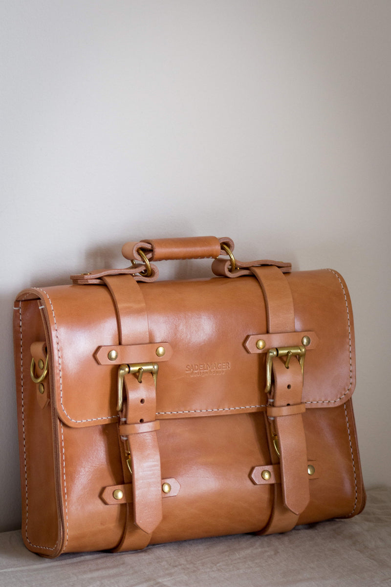 leather bag canada satchel in russet tan with brass