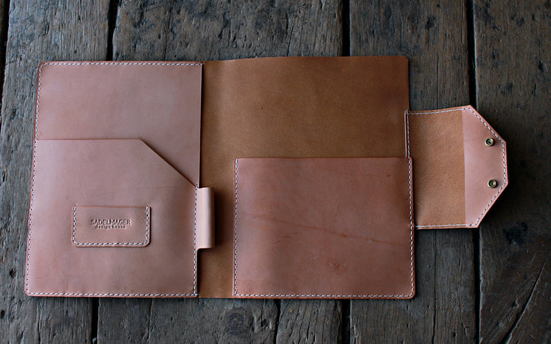 opened shire dossier notepad case in russet