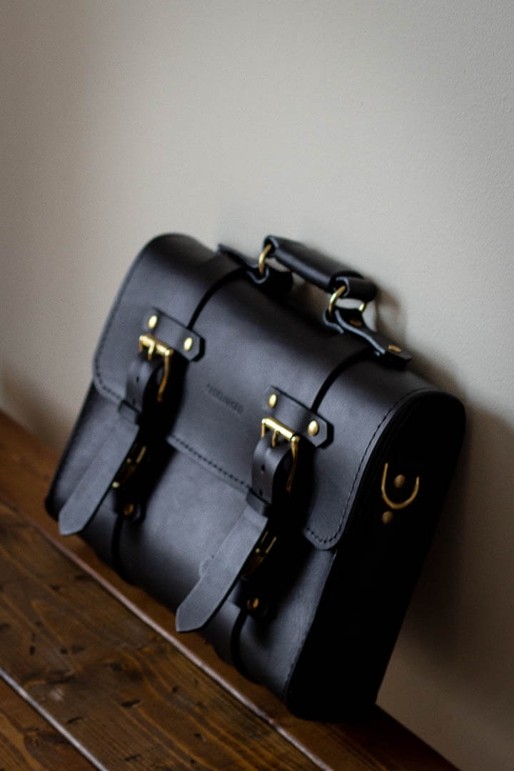 made in canada black leather satchel