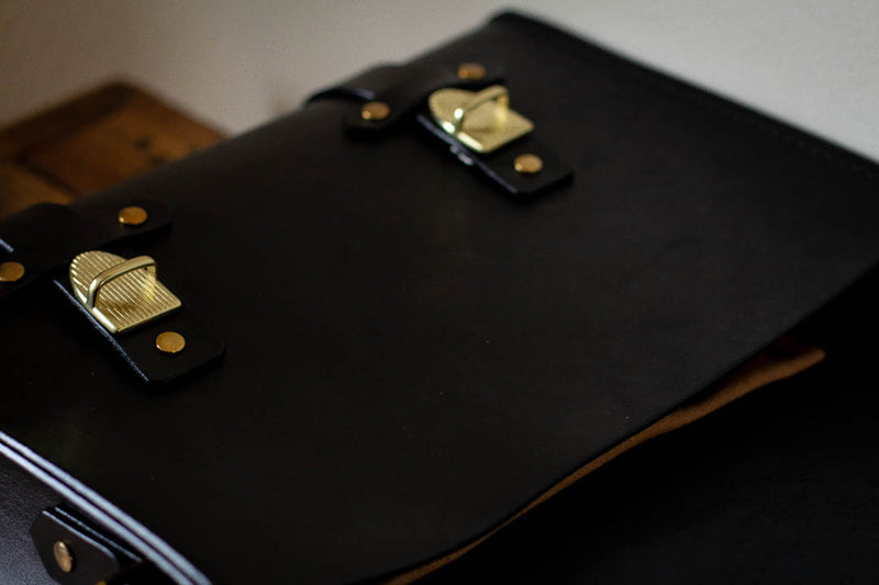 saddle maker made in canada custom black leather satchel