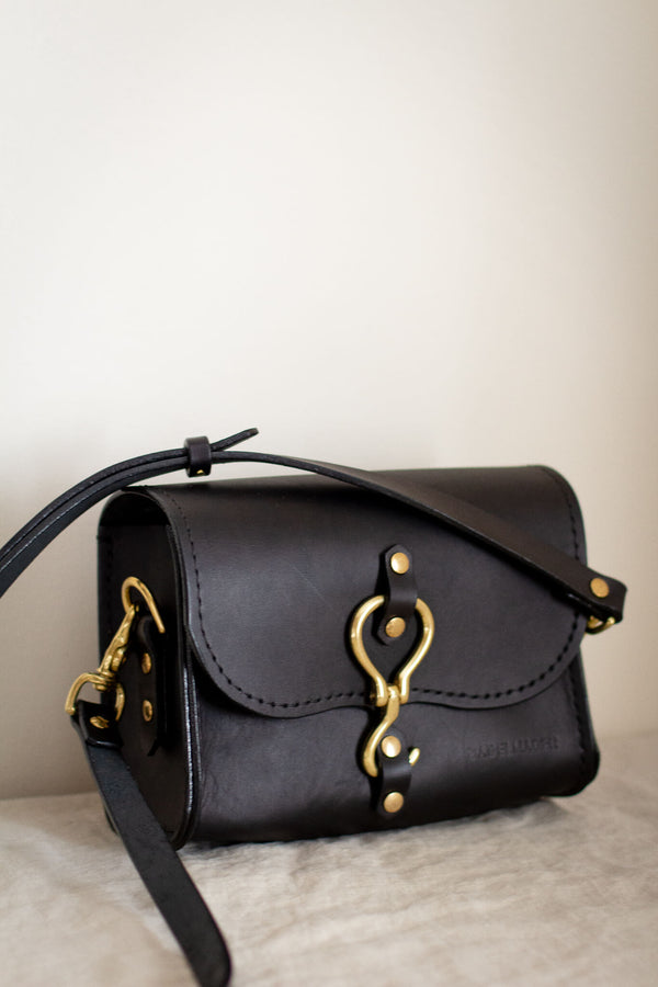 black leather crossbody satchel