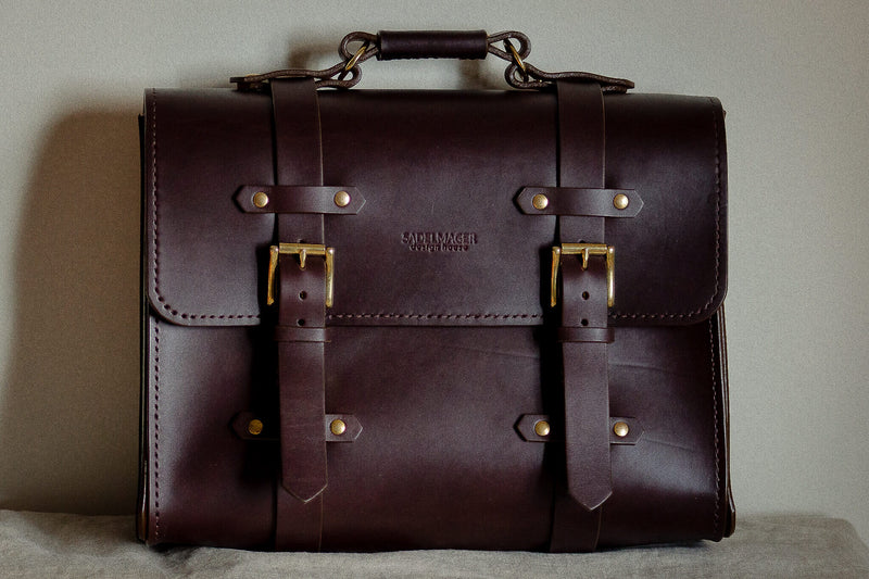 dark brown leather made in canada briefcase