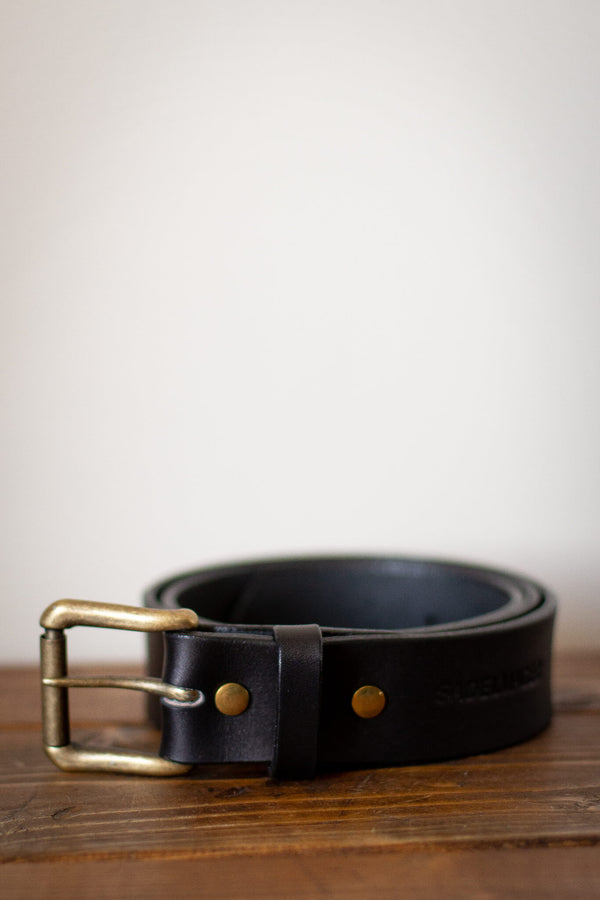 black leather belt with brass hardware canada