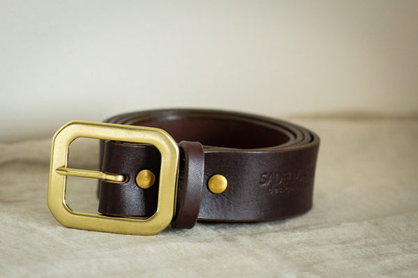wide brown belt in brass made in canada