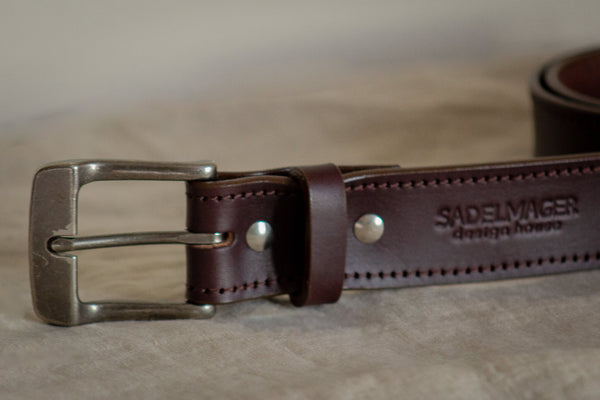 Thick belt with stitching rugged and sturdy made in canada