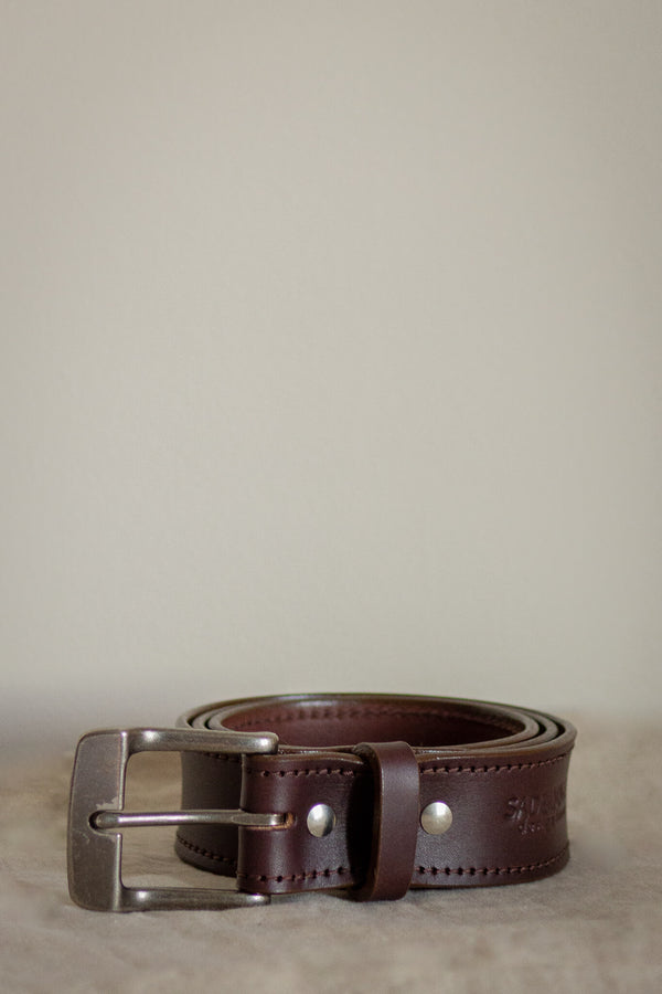 Thick belt with stitching rugged and sturdy made in canada