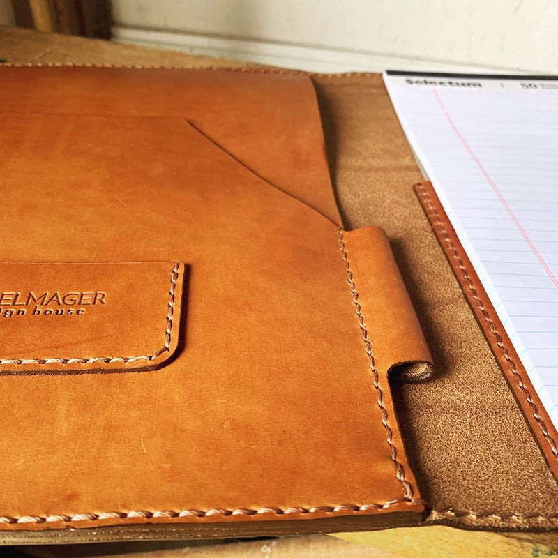 shire dossier notepad case  opened in buckingham brown