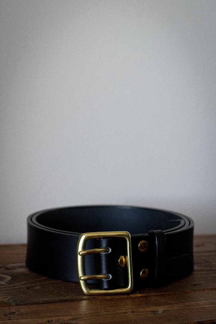 solid black leather belt made in canada