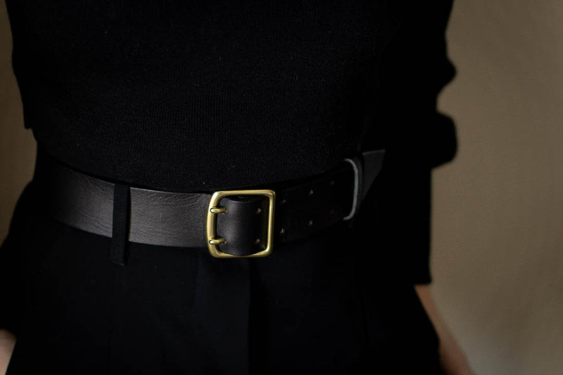 made in Canada black leather belt