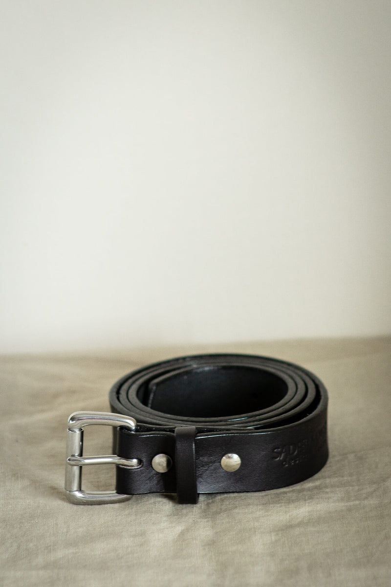 made in canada leather belt lifetime guarantee black and stainless