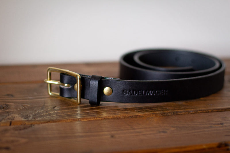 leather black belt made in canada and brass