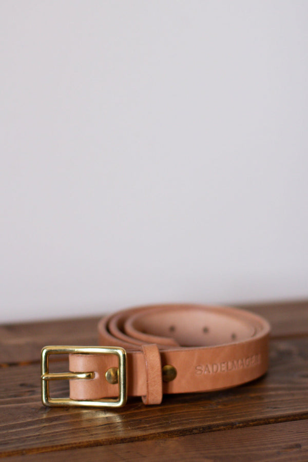 toronto leather belt tan and brass 