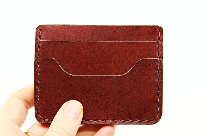 backside of hunter slim wallet no.2 in oxblood