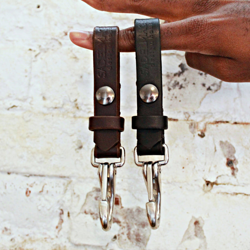 shire leather key clip in dark brown and black