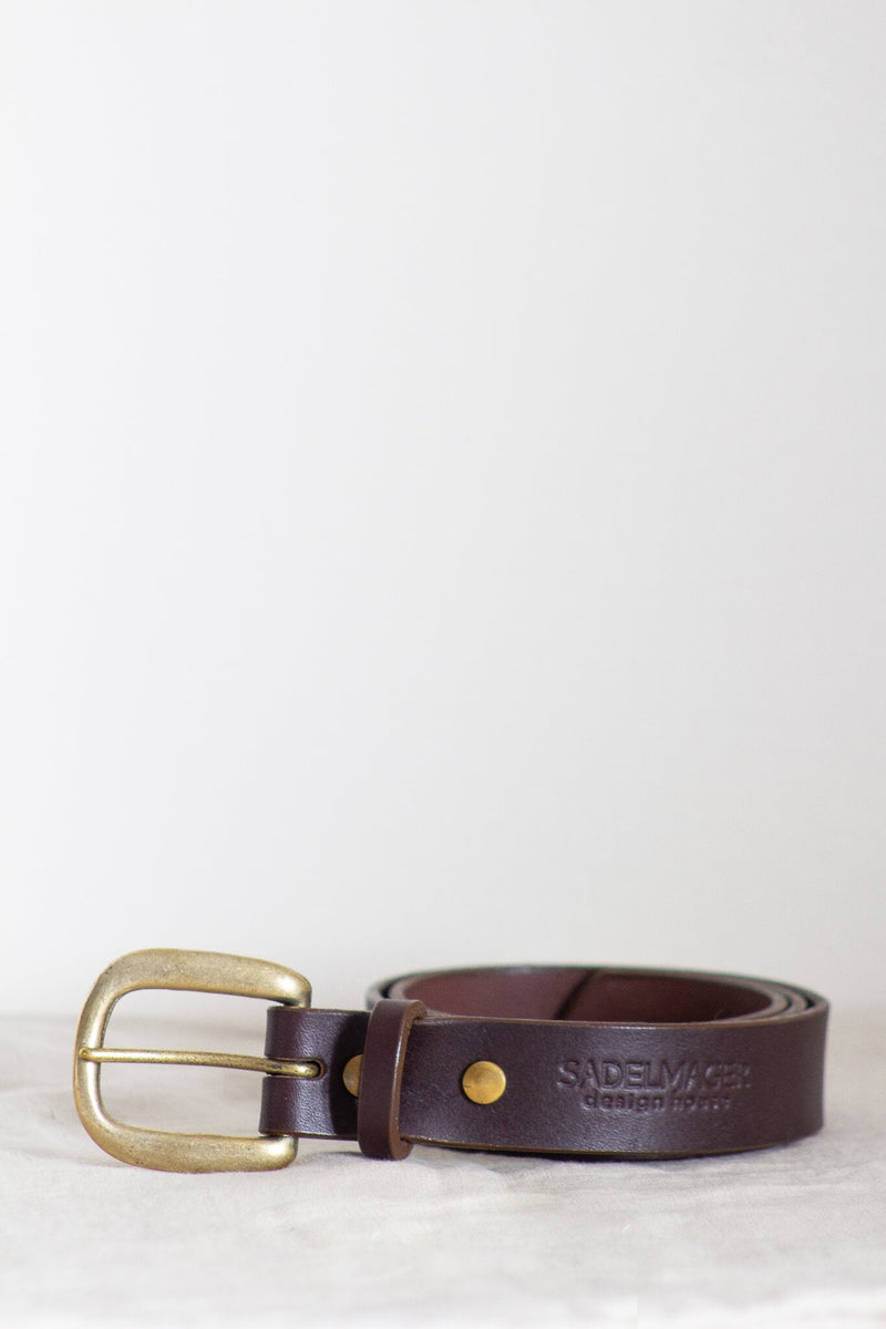 dark brown leather belt solid brass