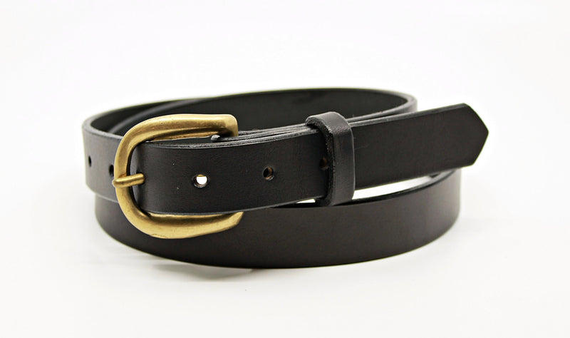 black leather morgan belt 1" with brass buckle
