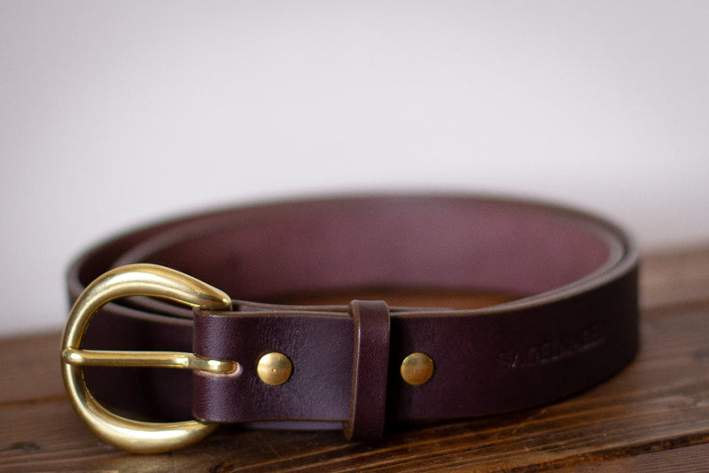 made in canada leather belt dark brown brass