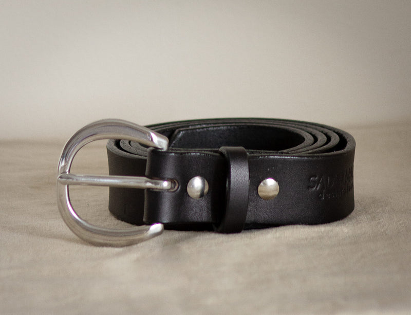 heel buckle western belt black and stainless steel made in canada