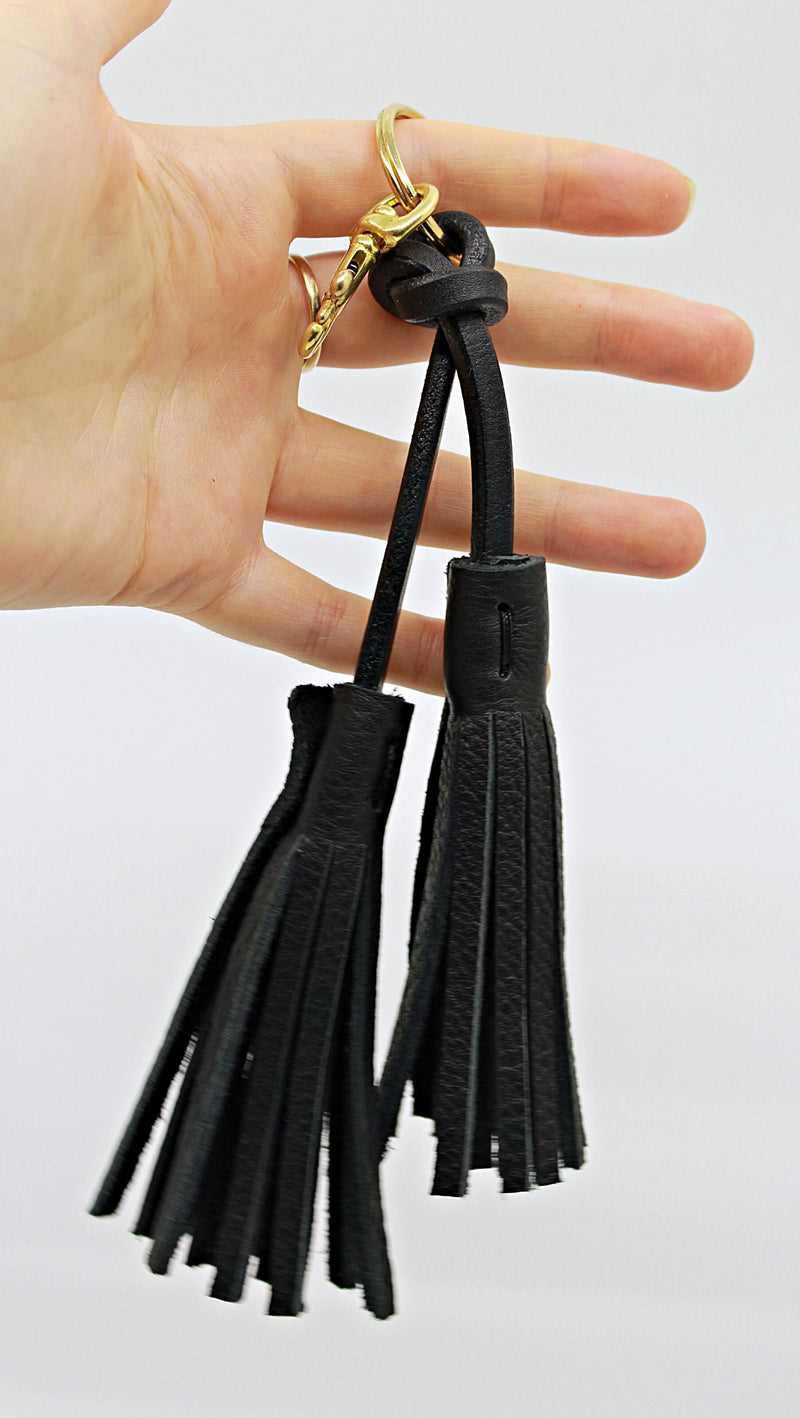 Noriker leather keychain in black