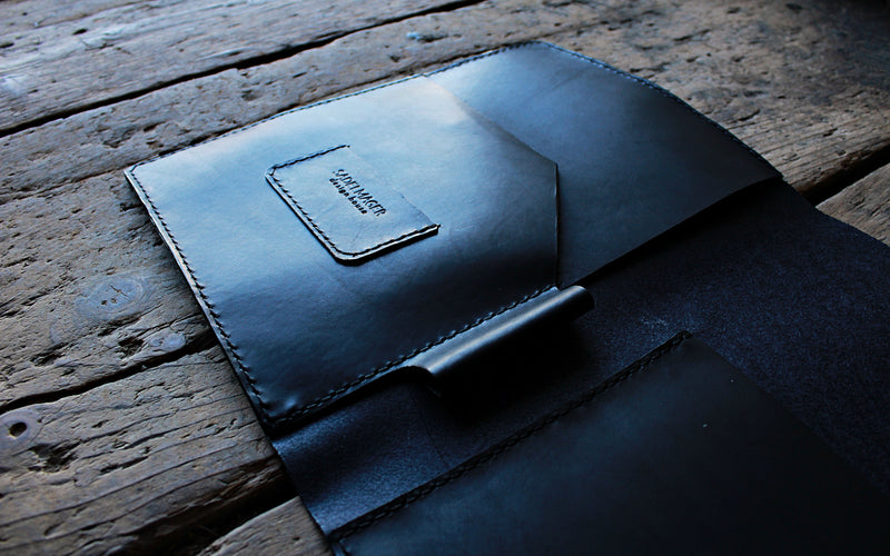 shire dossier notepad case in black laid down