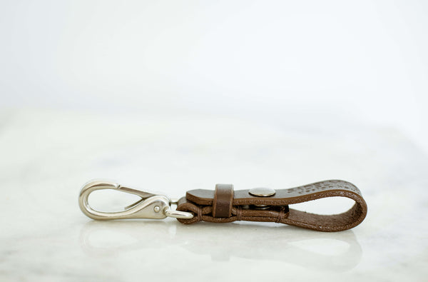 shire leather key clip in buckingham brown, oxblood and black in Stainless steel