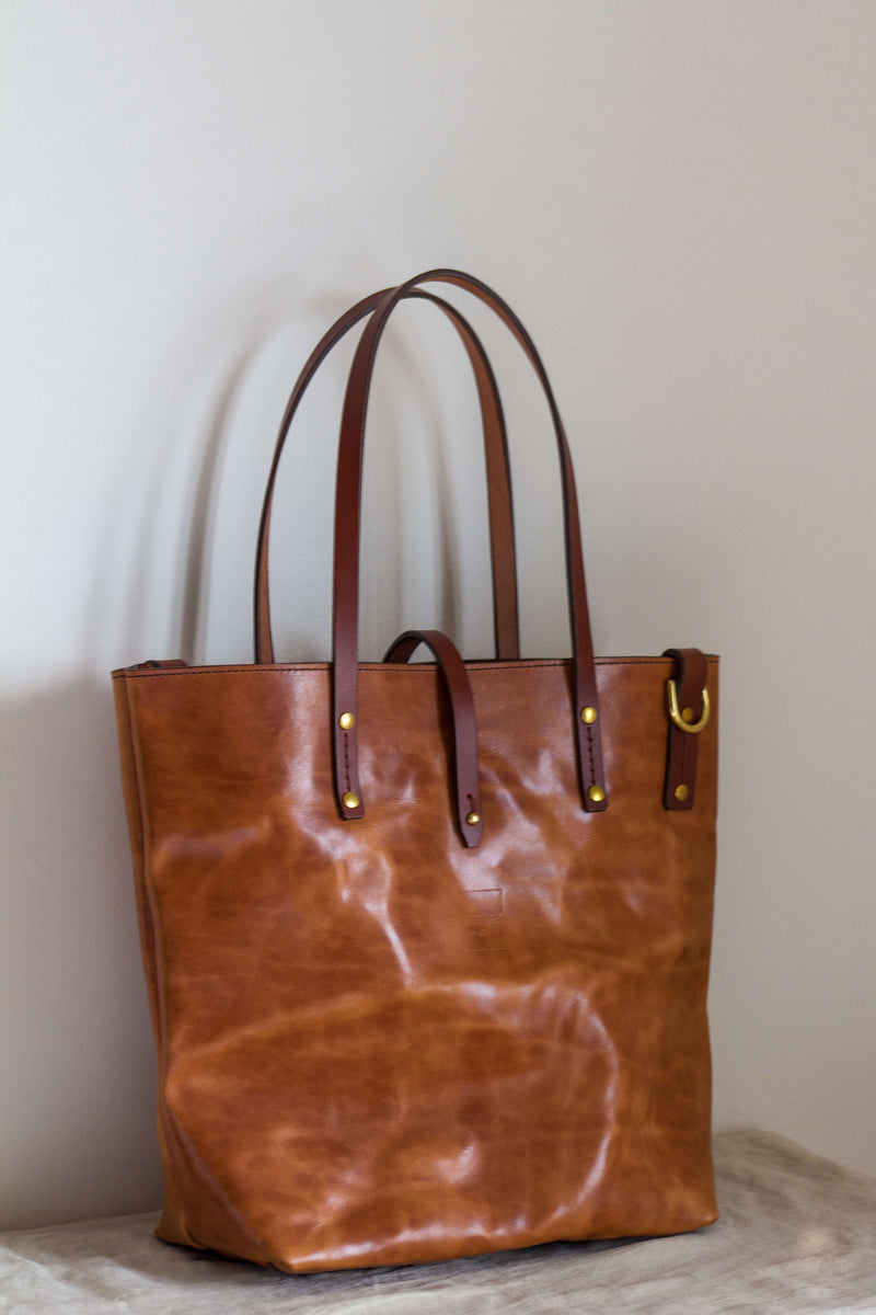 buck brown leather tote bag
